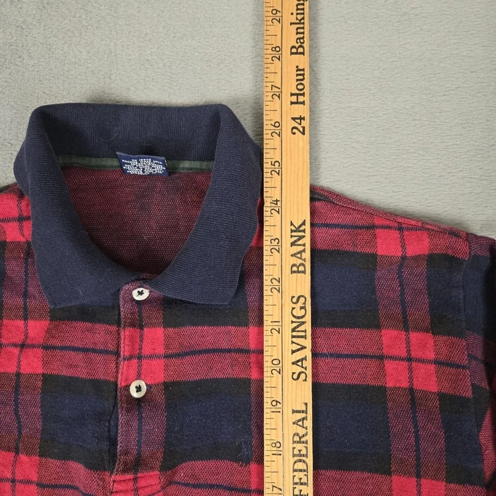 Vintage Polo Ralph Lauren Polo Shirt Mens  Large Red Plaid Long Sleeve 90s